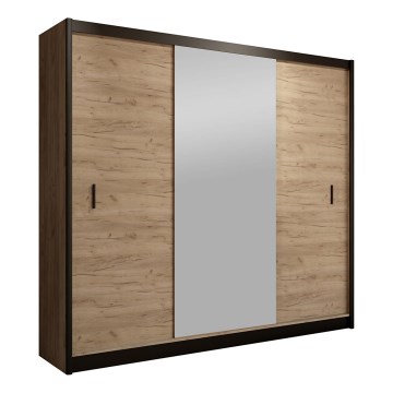 Szafa z lustrem MIRO 203x215 cm dąb craft/czarny