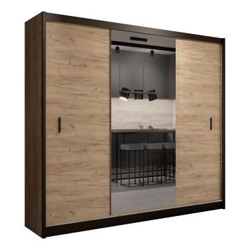 Szafa z lustrem MIRO 250x215 cm dąb craft/czarny