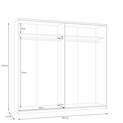 Szafa z lustrem ODEN 220x210 cm beżowa