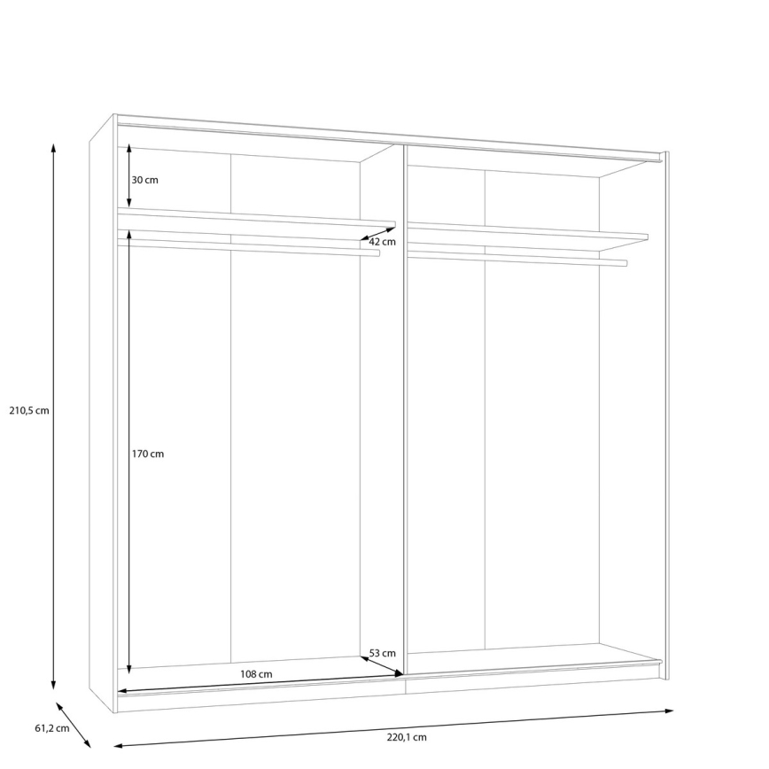 Szafa z lustrem ODEN 220x210 cm beżowa