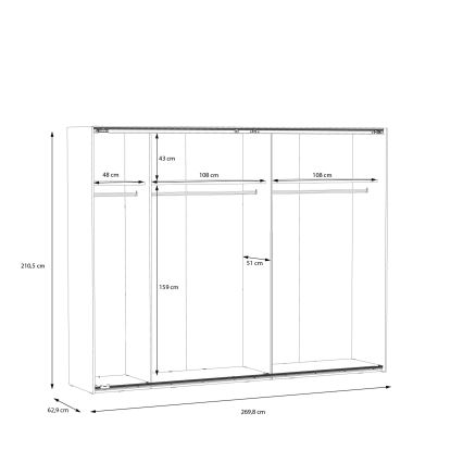 Szafa z lustrem OREN 270x210 cm dąb Artisan