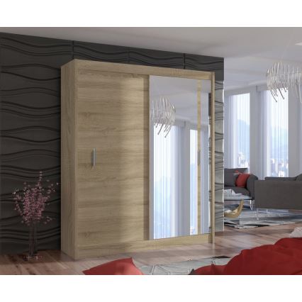 Szafa ubraniowa z lustrem SABRINA 180x215 cm dąb sonoma