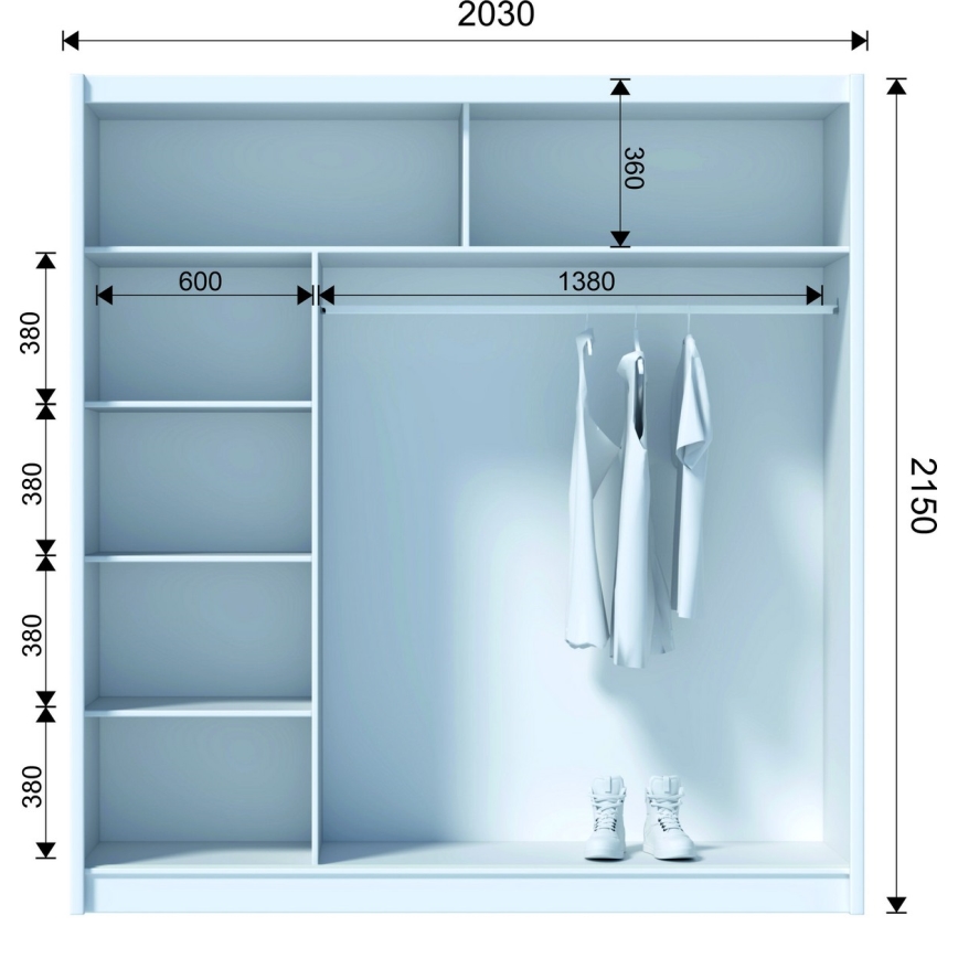 Szafa ubraniowa z lustrem SABRINA 203x215 cm dąb sonoma
