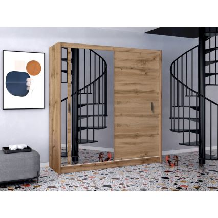 Szafa ubraniowa z lustrem SABRINA 203x215 cm dąb woltan