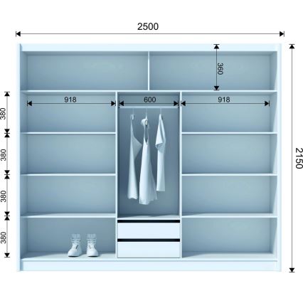 Szafa z lustrem SABRINA 250x215 cm biała