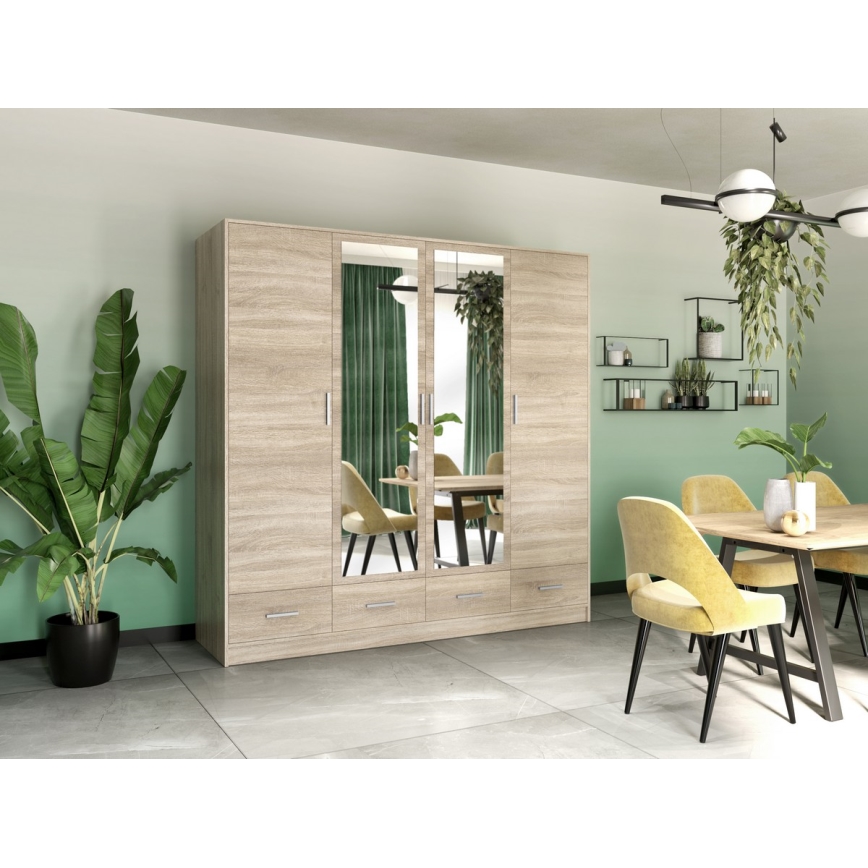 Szafa z lustrem SANNA 200x215 cm dąb sonoma