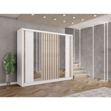Szafa z lustrem SANTINO 250x215 cm biała/dąbrękodzieło