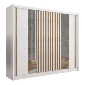 Szafa z lustrem SANTINO 250x215 cm biała/dąbrękodzieło