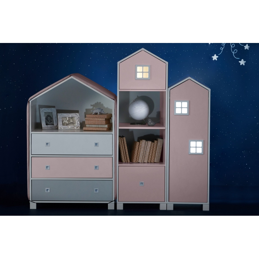 Szafka dla dzieci MIRUM 126x80 cm biała/szara/różowa