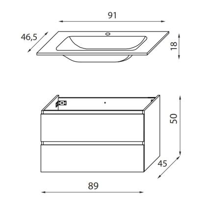 Szafka łazienkowa KENWOOD pod umywalkę 91 cm orzech