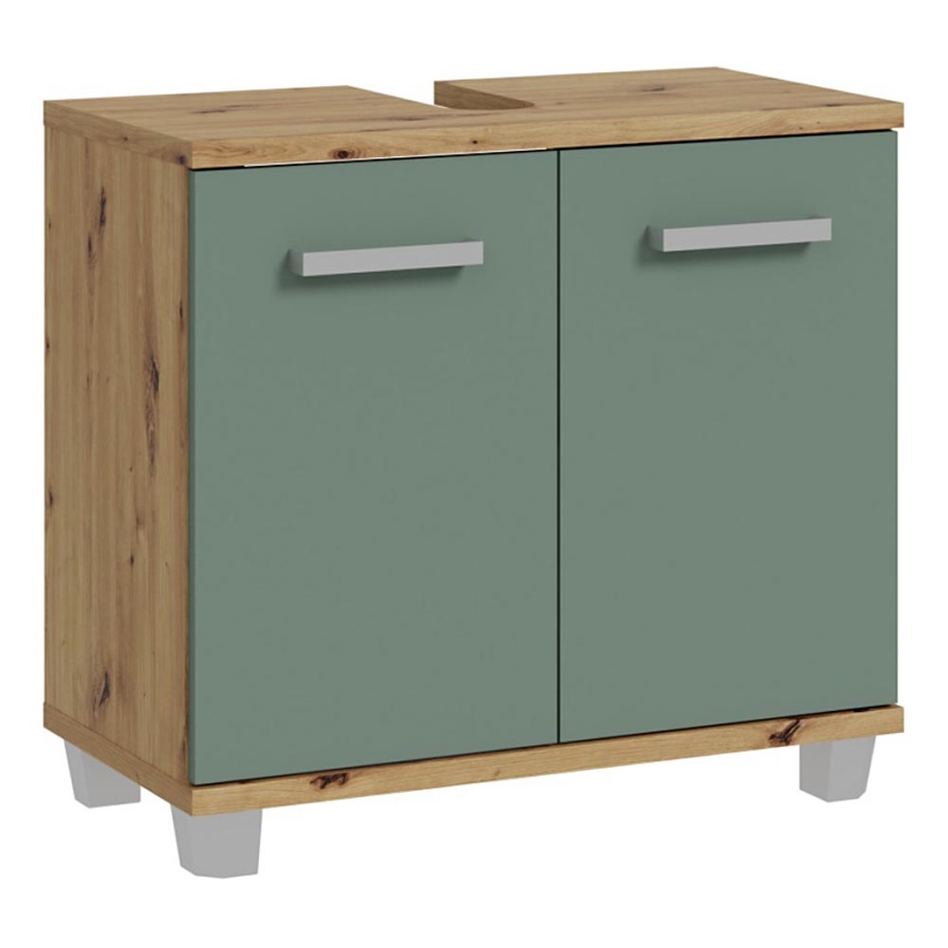 Szafka łazienkowa VENOM zielona/dąb artisan