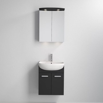 Szafka łazienkowa z umywalką ASTRID + lustrzana szafka z LED 4xLED/4,3W/230V IP44 czarna