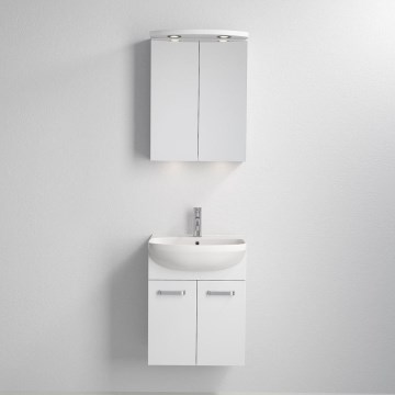 Szafka łazienkowa z umywalką ASTRID + lustrzana szafka z oświetleniem LED 4xLED/4,3W/230V IP44 biała