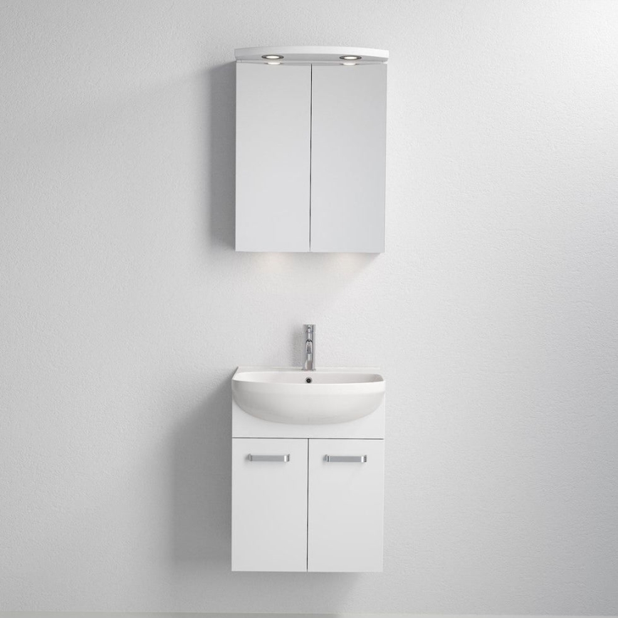 Szafka łazienkowa z umywalką ASTRID + lustrzana szafka z oświetleniem LED 4xLED/4,3W/230V IP44 biała