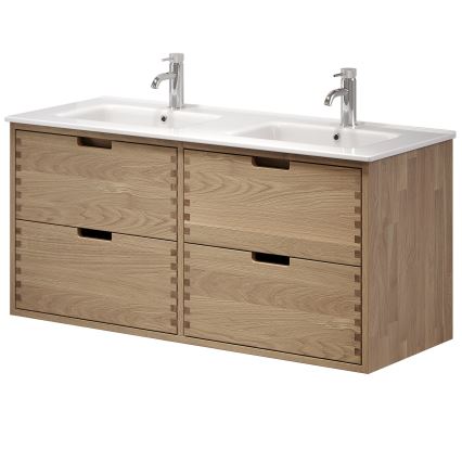 Szafka łazienkowa z umywalką GRIBSKOV 120 cm beżowa/dąb/biała