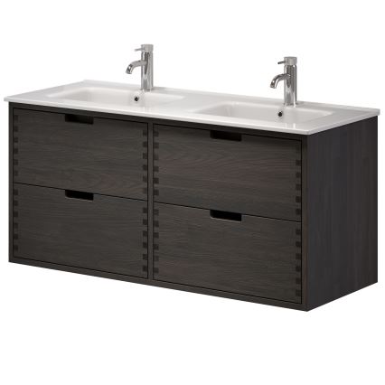 Szafka łazienkowa z umywalką GRIBSKOV 120 cm brąz/dąb/biały
