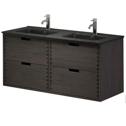Szafka łazienkowa z umywalką GRIBSKOV 120 cm brąz/dąb/czarny