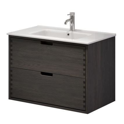 Szafka łazienkowa z umywalką GRIBSKOV 80 cm brąz/dąb/biała