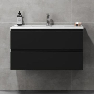 Szafka łazienkowa z umywalką HENRY 91 cm czarna