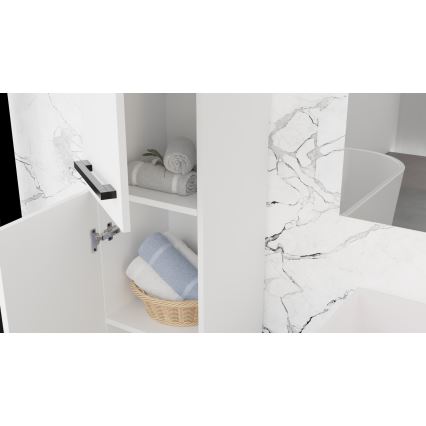 Szafka łazienkowa z umywalką KATE + szafka z lustrem + biała szafka wisząca