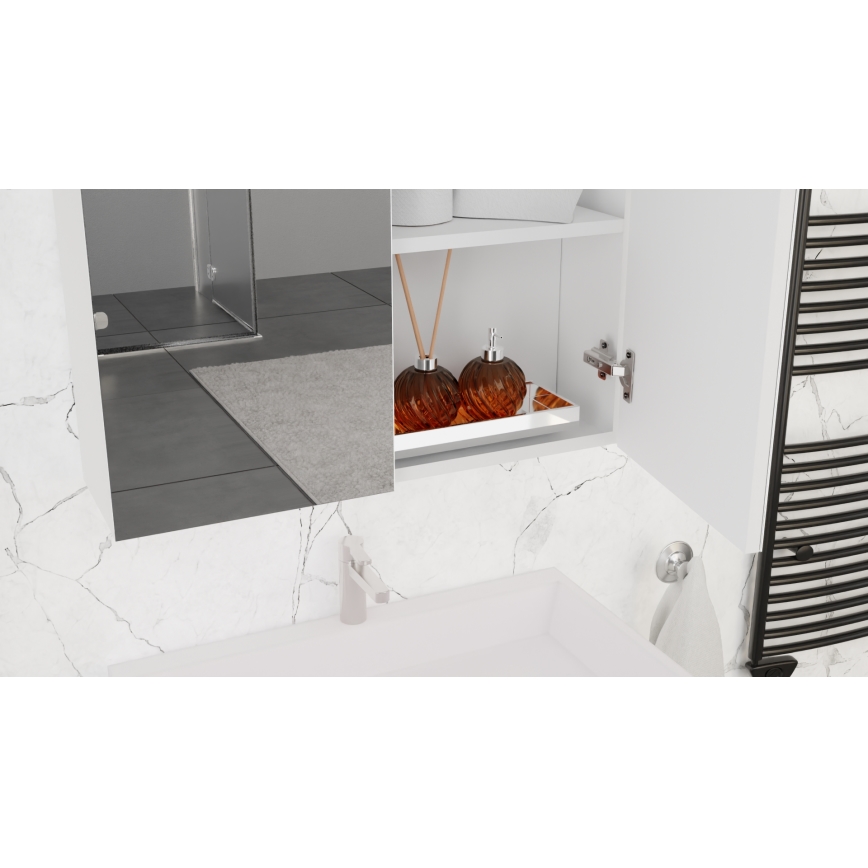 Szafka łazienkowa z umywalką KATE + szafka z lustrem + biała szafka wisząca