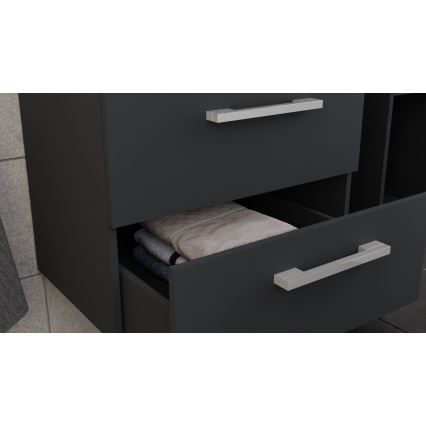 Szafka łazienkowa z umywalką KATE + szafka z lustrem + szafka wisząca antracyt