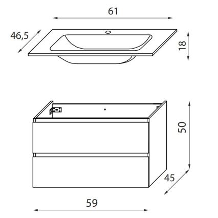 Szafka łazienkowa z umywalką KENWOOD 61 cm, biała