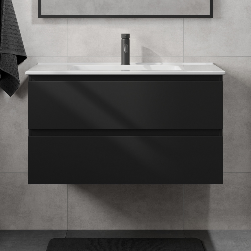 Szafka łazienkowa z umywalką KENWOOD 91 cm czarna/biała