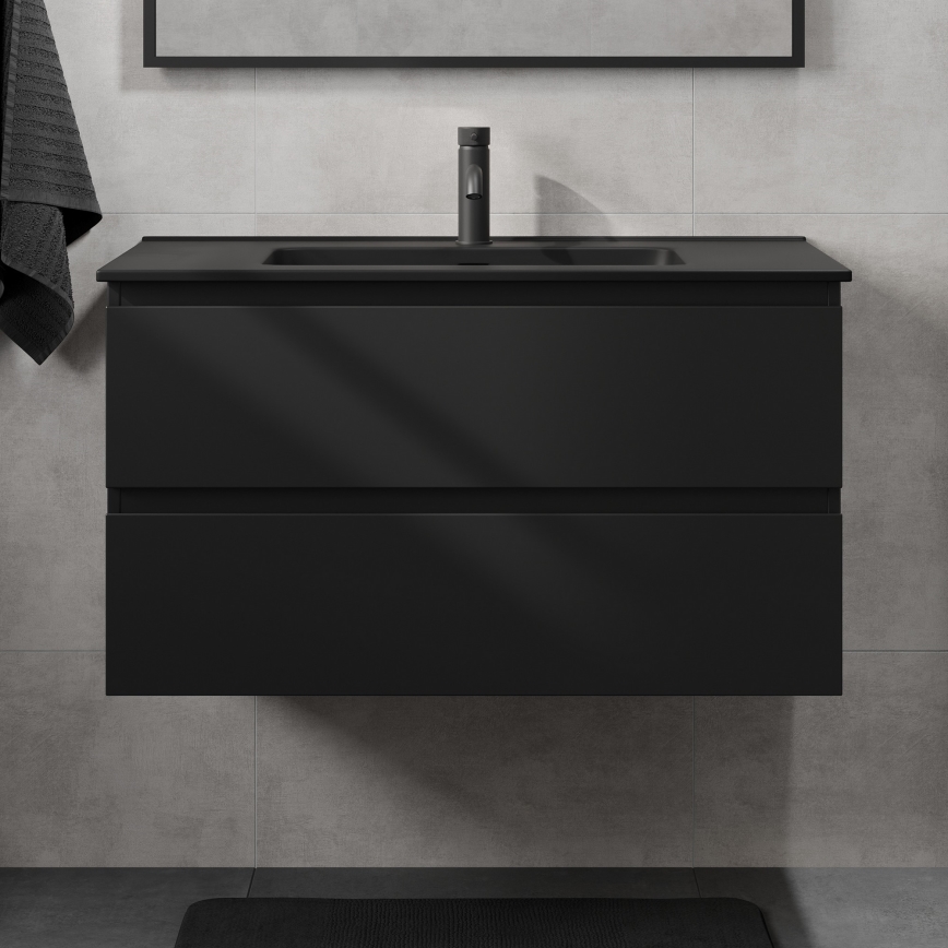Szafka łazienkowa z umywalką KENWOOD 91 cm czarna