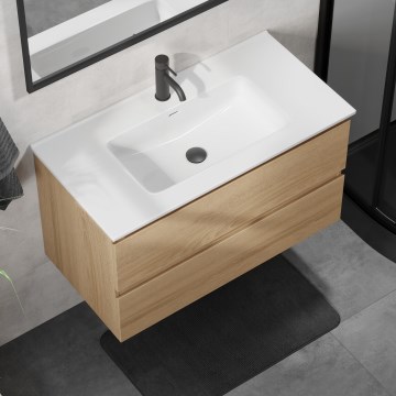 Szafka łazienkowa z umywalką KENWOOD 91 cm, dąb/biały