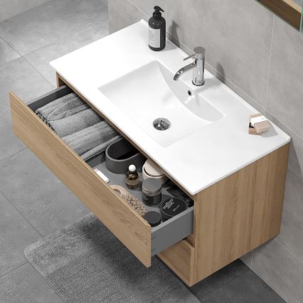 Szafka łazienkowa z umywalką KENWOOD 91x50x45 cm dąb