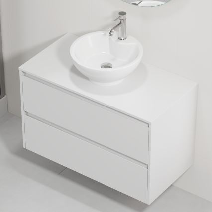Szafka łazienkowa z umywalką TRONDHEIM/DRAMMEN 90x57x46 cm biała