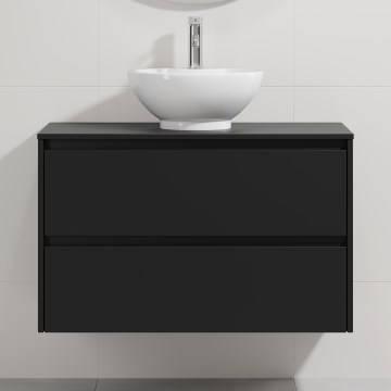 Szafka łazienkowa z umywalką TRONDHEIM/DRAMMEN 90x57x46 cm czarno-biała