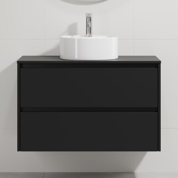 Szafka łazienkowa z umywalką TRONDHEIM/VIKEDAL 90x57x46 cm czarna/biała