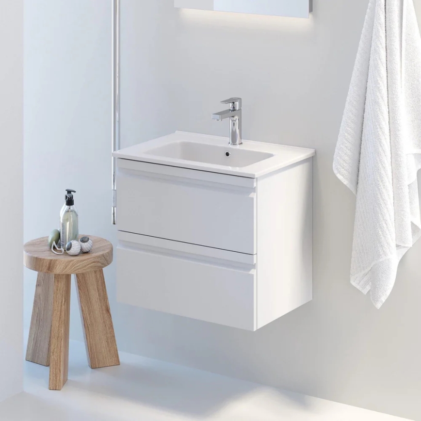 Szafka łazienkowa z umywalką VEDO + lustro LED 10W/230V IP44, biała