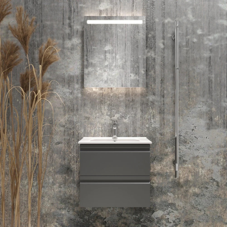 Szafka łazienkowa z umywalką VIGO + lustro ścienne LED z podświetleniem LED/10W/230V IP44 szara