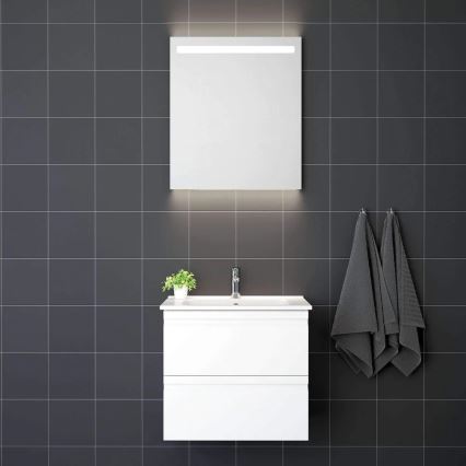 Szafka łazienkowa z umywalką VIGO + lustro ścienne z podświetleniem LED/10W/230V IP44 w kolorze białym