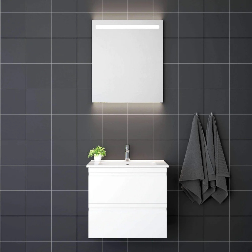 Szafka łazienkowa z umywalką VIGO + lustro ścienne z podświetleniem LED/10W/230V IP44 w kolorze białym