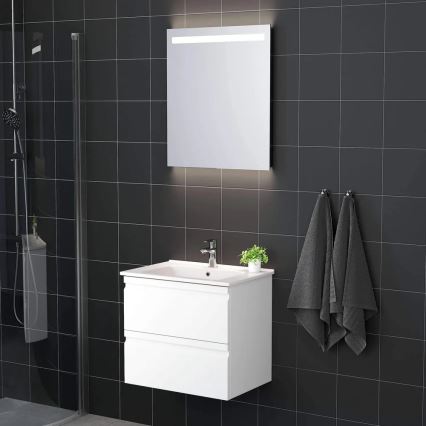 Szafka łazienkowa z umywalką VIGO + lustro ścienne z podświetleniem LED/10W/230V IP44 w kolorze białym