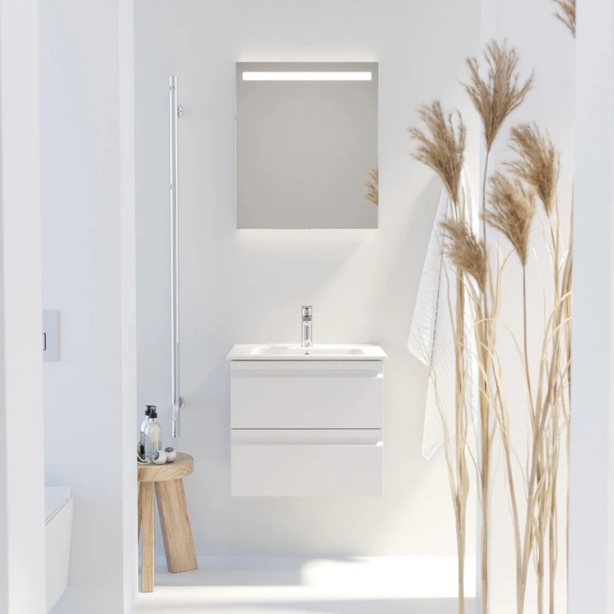 Szafka łazienkowa z umywalką VIGO + lustro ścienne z podświetleniem LED/10W/230V IP44 w kolorze białym