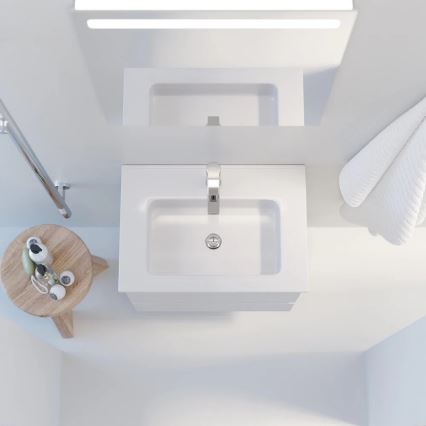 Szafka łazienkowa z umywalką VIGO + lustro ścienne z podświetleniem LED/10W/230V IP44 w kolorze białym
