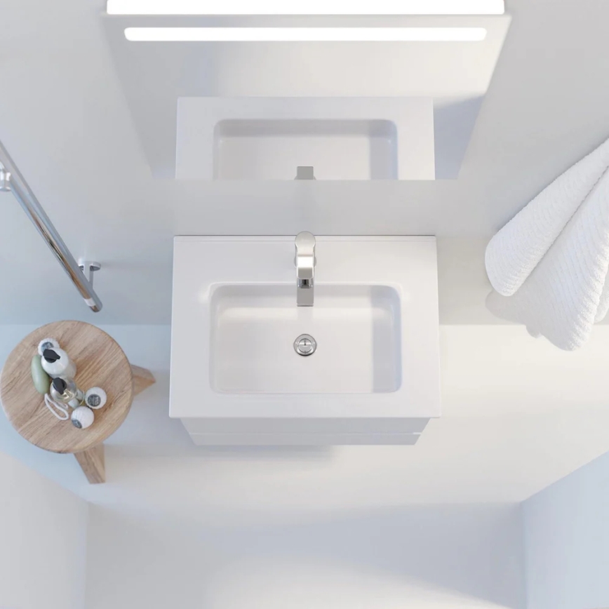 Szafka łazienkowa z umywalką VIGO + lustro ścienne z podświetleniem LED/10W/230V IP44 w kolorze białym