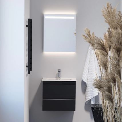 Szafka łazienkowa z umywalką VIGO + lustro ścienne LED z podświetleniem LED/10W/230V IP44, kolor czarny