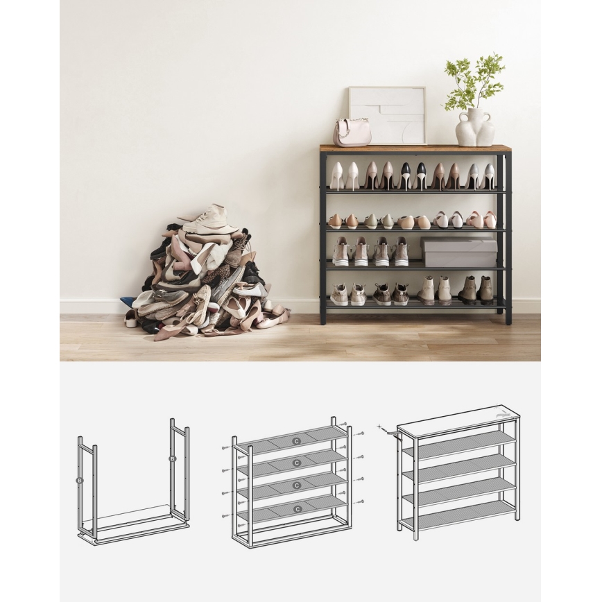 Szafka na buty DAVOR brązowy/czarny