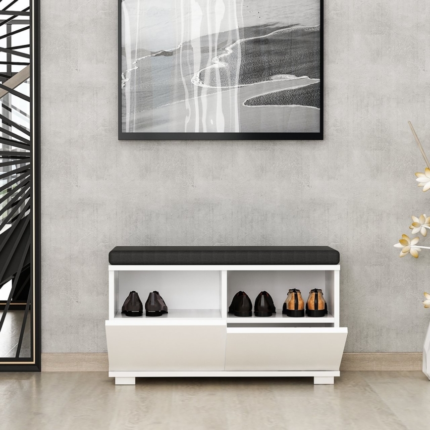Szafka na buty DRAGO 42x80 cm biały/czarny