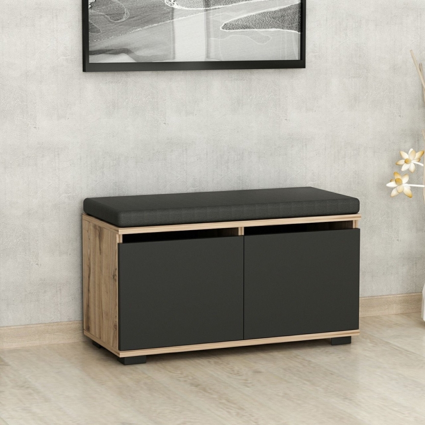 Szafka na buty DRAGO 42x80 cm czarny/orzech
