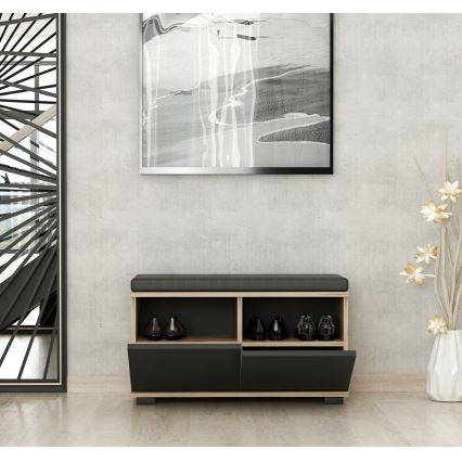 Szafka na buty DRAGO 42x80 cm czarny/orzech