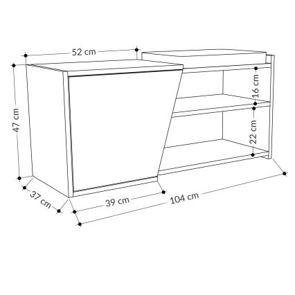 Szafka na buty FIONA 37x104 cm brąz/antracyt