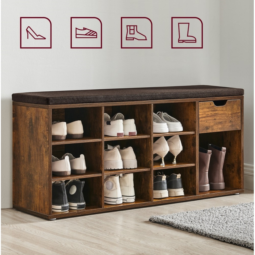 Szafka na buty VOREN brązowo-czarna