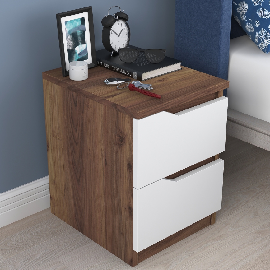 Szafka nocna 47x40 cm brązowa/biała